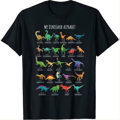 amazing good quality and trusted Types Of Dinosaurs Alphabet t-shirt